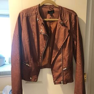 RD Style Faux Vegan Brown Leather Jacket